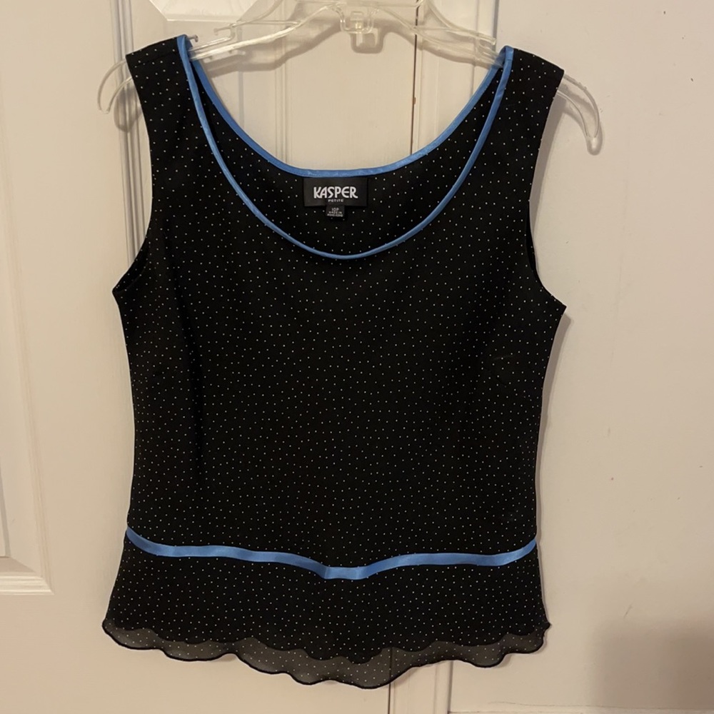 Brand: Kasper Color: Black, white, and blue Size: 10 Petite